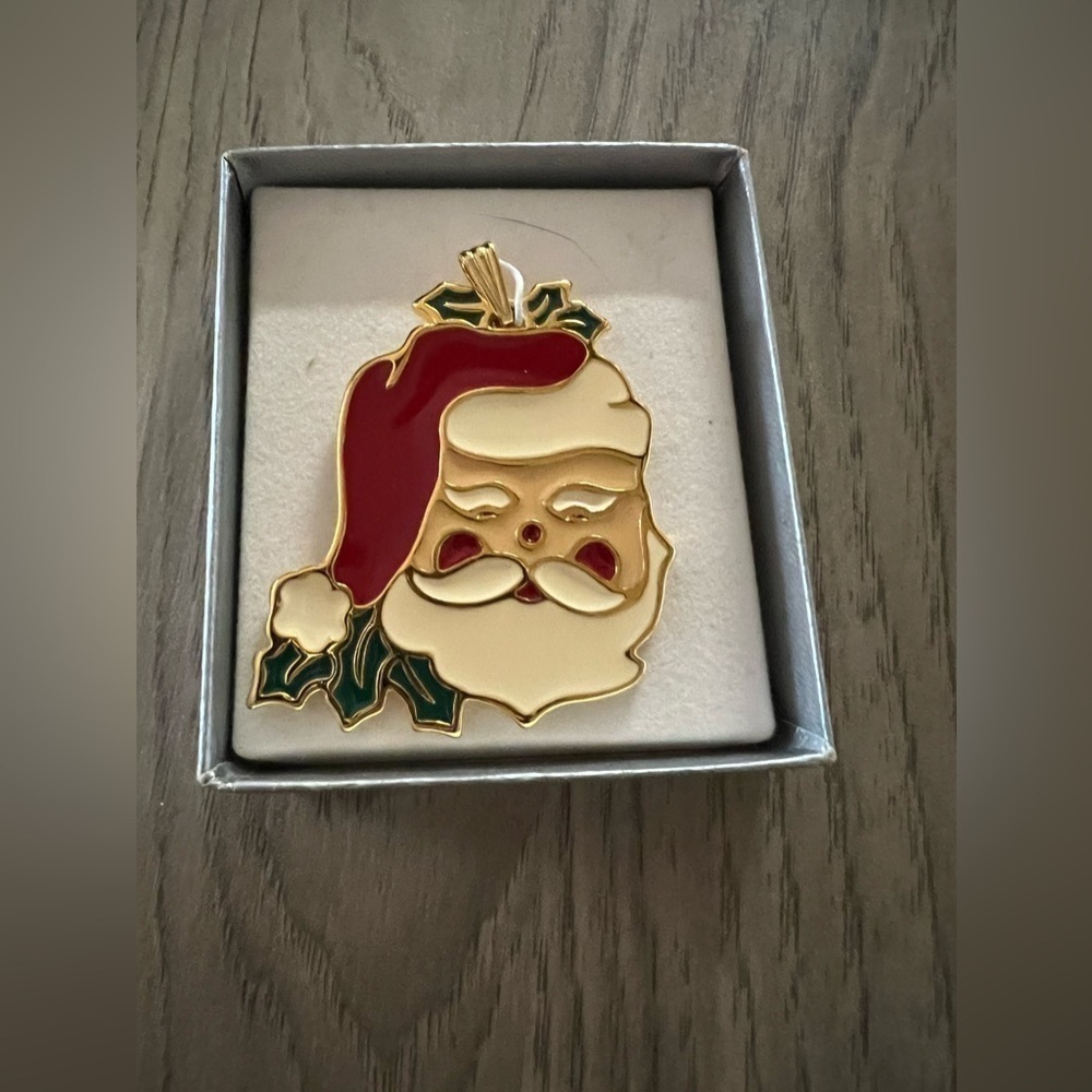 Vintage Wallace Silversmiths Enamel Santa Pendant/Ornament NIB